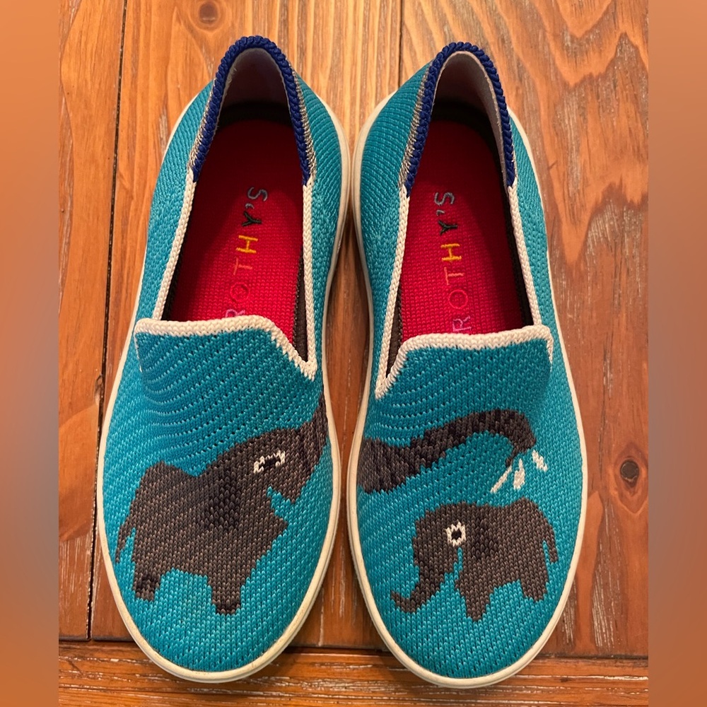 Rothy's Kids Teal Elephant Slip-On Sneakers